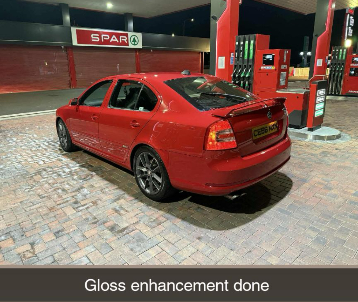 Red car showing enhanced gloss